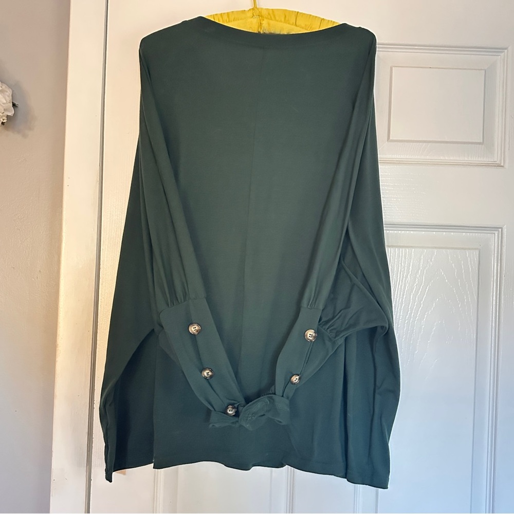 Elegant Green Women's Top with Button Detail